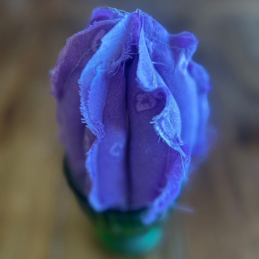 Handmade Fabric Cactus in Vintage Glass Cup | Upcycled Boho Decor | One - of - a - Kind - The Modern Alien