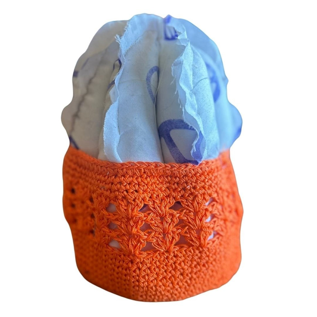 Handmade Fabric Cactus with Crochet Pot | Vibrant Boho Home Decor | One - of - a - Kind - The Modern Alien