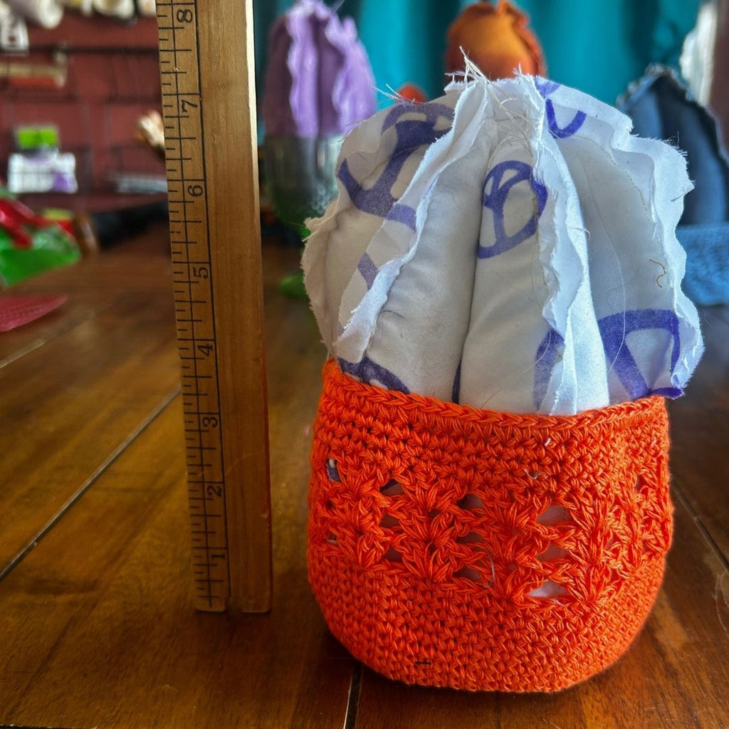 Handmade Fabric Cactus with Crochet Pot | Vibrant Boho Home Decor | One - of - a - Kind - The Modern Alien