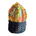 Handmade Floral Fabric Cactus with Crochet Pot | Upcycled Boho Home Decor | One - of - a - Kind - The Modern Alien