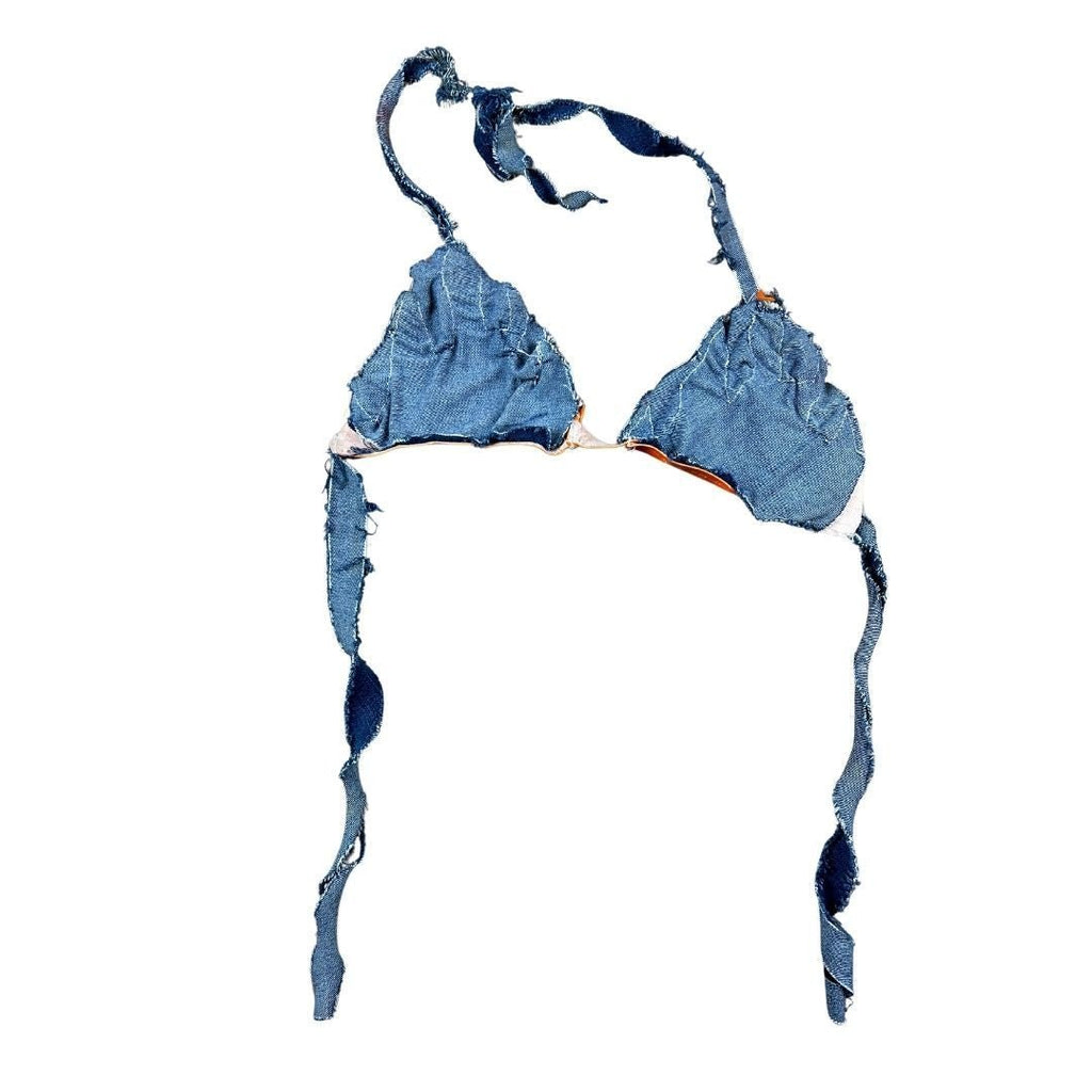 Handmade Upcycled Denim Fire Chaps & Bikini Set – One - of - a - Kind Festival Fit 🔥 - The Modern Alien