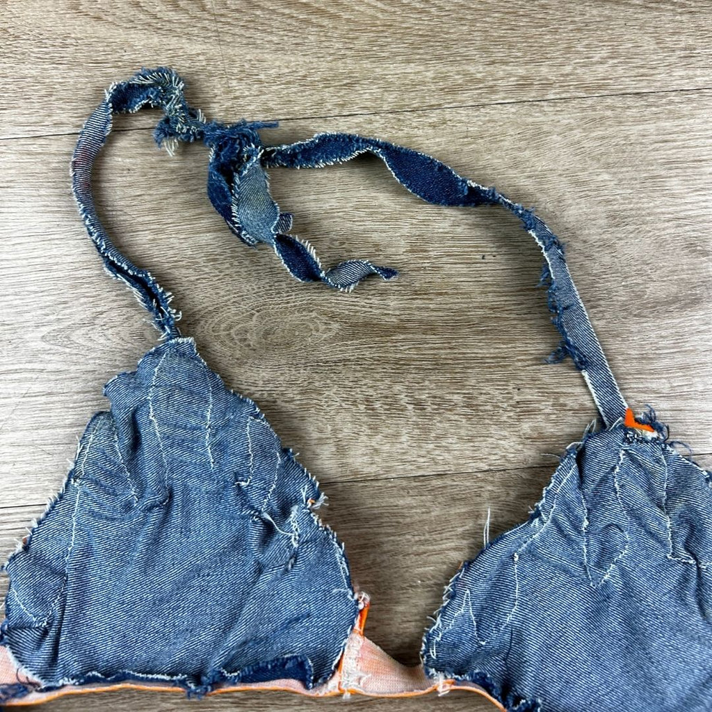 Handmade Upcycled Denim Fire Chaps & Bikini Set – One - of - a - Kind Festival Fit 🔥 - The Modern Alien