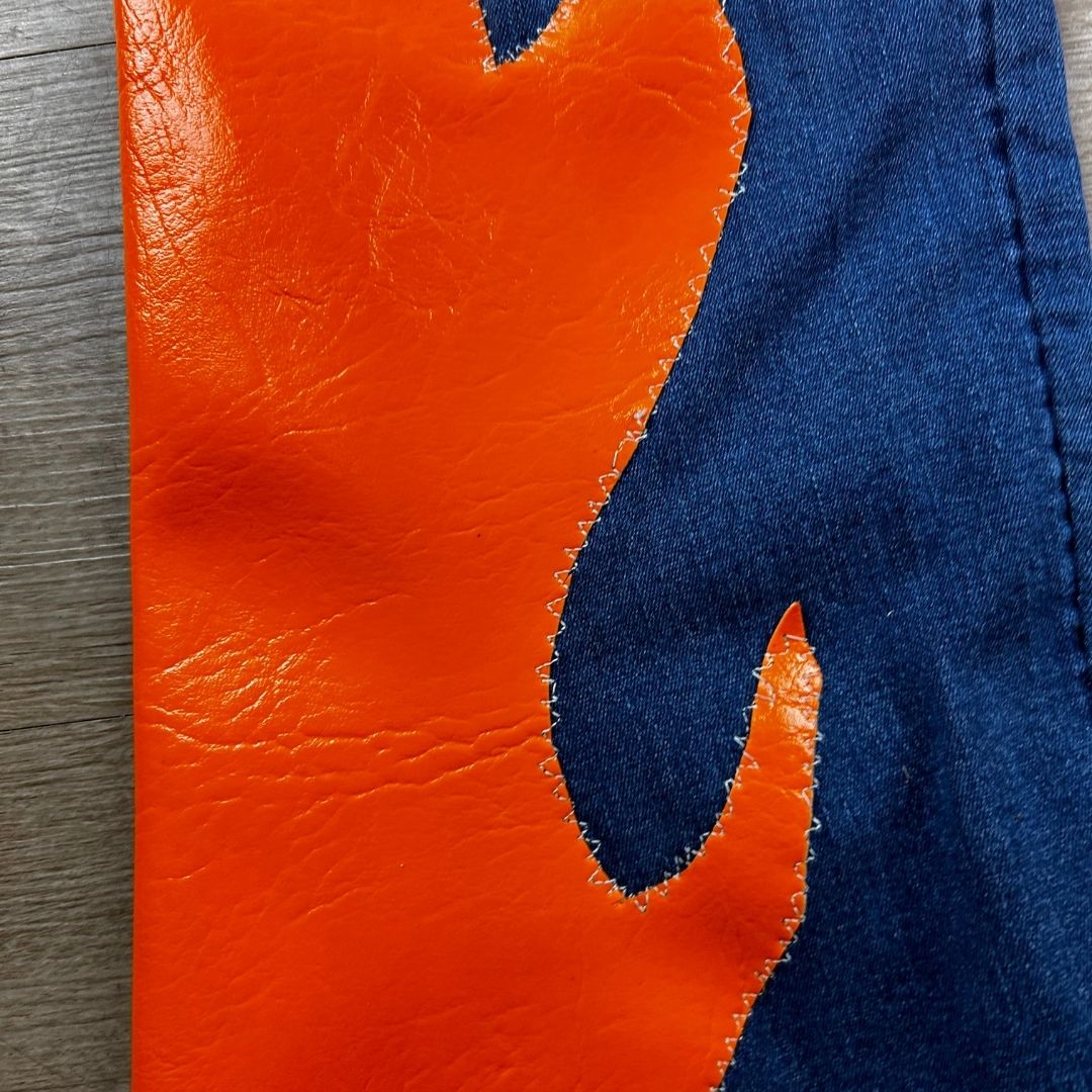 Handmade Upcycled Denim Fire Chaps & Bikini Set – One - of - a - Kind Festival Fit 🔥 - The Modern Alien