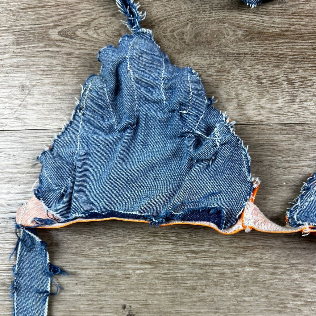 Handmade Upcycled Denim Fire Chaps & Bikini Set – One - of - a - Kind Festival Fit 🔥 - The Modern Alien