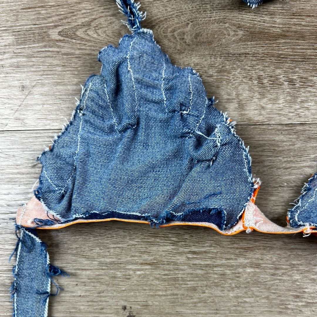 Handmade Upcycled Denim Fire Chaps & Bikini Set – One - of - a - Kind Festival Fit 🔥 - The Modern Alien
