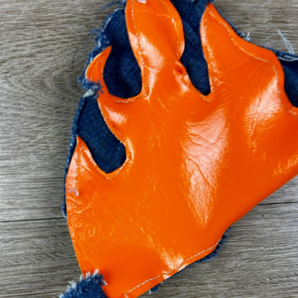 Handmade Upcycled Denim Fire Chaps & Bikini Set – One - of - a - Kind Festival Fit 🔥 - The Modern Alien