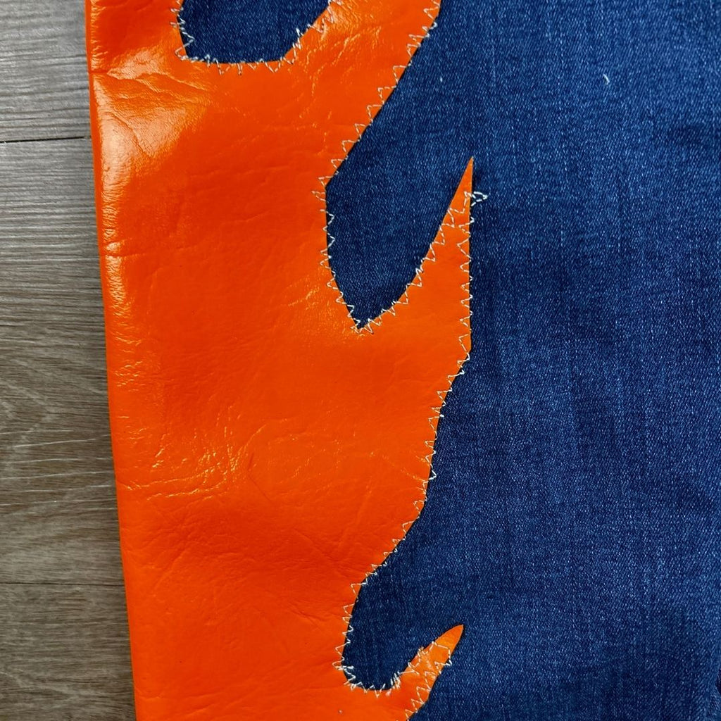 Handmade Upcycled Denim Fire Chaps & Bikini Set – One - of - a - Kind Festival Fit 🔥 - The Modern Alien