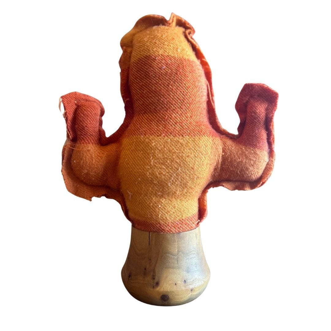 Handmade Upcycled Fabric Cactus with Wooden Pot | Sustainable Desert Decor | One-of-a-Kind