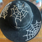 🕷️ Heart Web Hand - Painted Cowboy Hat | Gothic Western Style | One - of - a - Kind - The Modern Alien