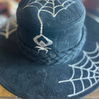 🕷️ Heart Web Hand - Painted Cowboy Hat | Gothic Western Style | One - of - a - Kind - The Modern Alien