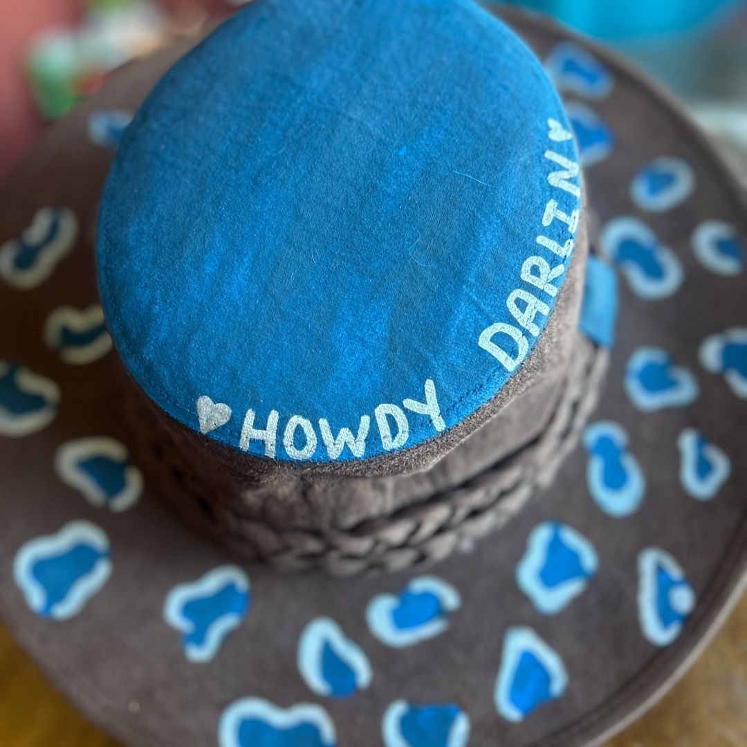 “Howdy Darlin’” Hand - Painted Cowboy Hat | Funky Western Boho | One - of - a - Kind - The Modern Alien