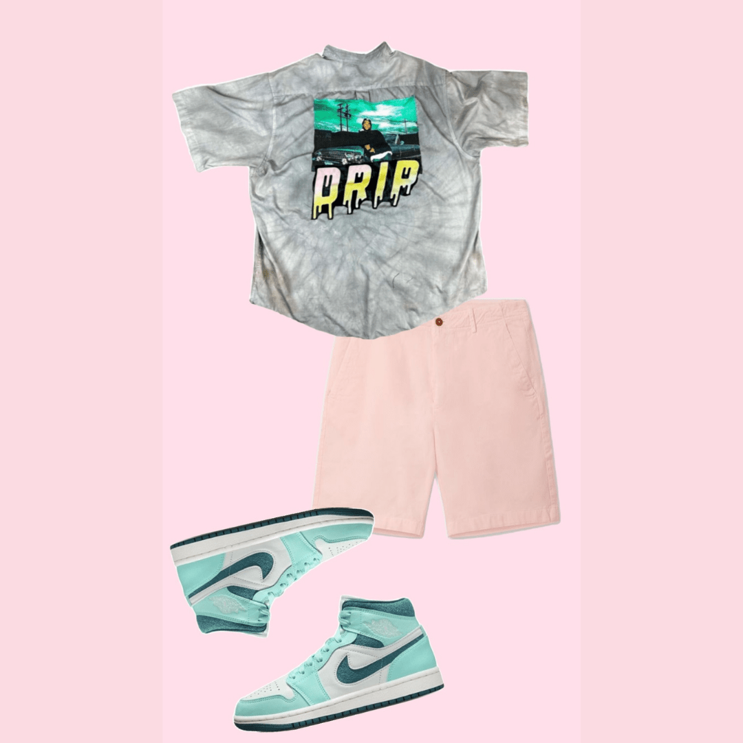 Ice Cube “Drip” Reworked Button - Up – Tie - Dyed & Patched - The Modern Alien