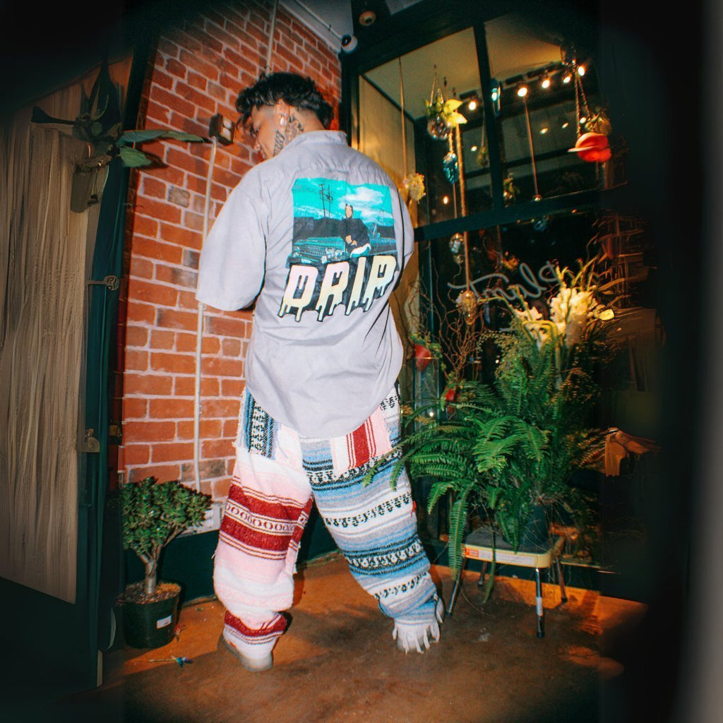 Ice Cube “Drip” Reworked Button - Up – Tie - Dyed & Patched - The Modern Alien