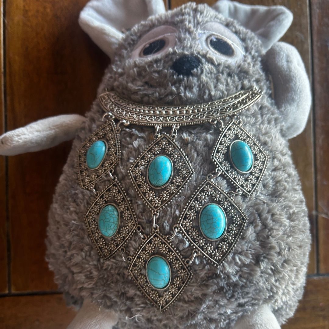 Meet “Turquoise Tony” | Upcycled Plush Rat with Vintage Jewelry - The Modern Alien