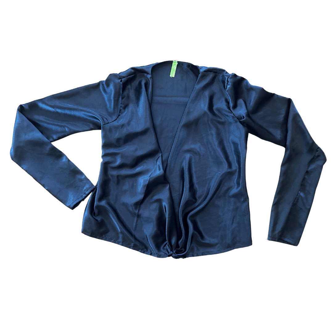 Midnight Satin Drape Top – Handmade & Upcycled