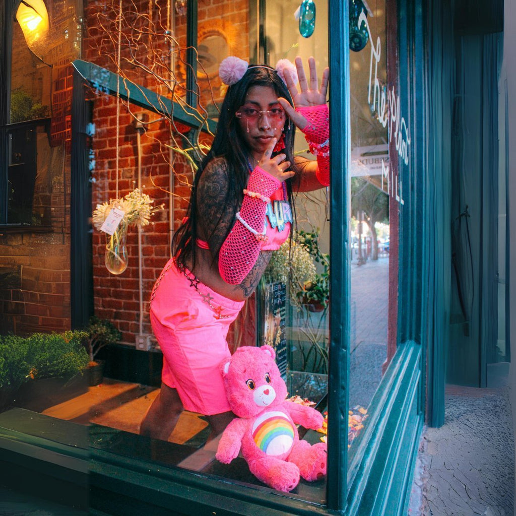 Neon Pink Shorts – Handmade from Thrifted Fabric - The Modern Alien