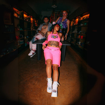 Neon Pink Shorts – Handmade from Thrifted Fabric - The Modern Alien