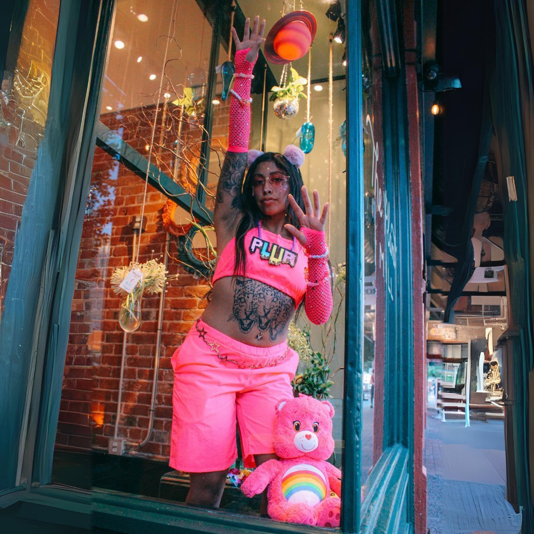 Neon Pink Shorts – Handmade from Thrifted Fabric - The Modern Alien