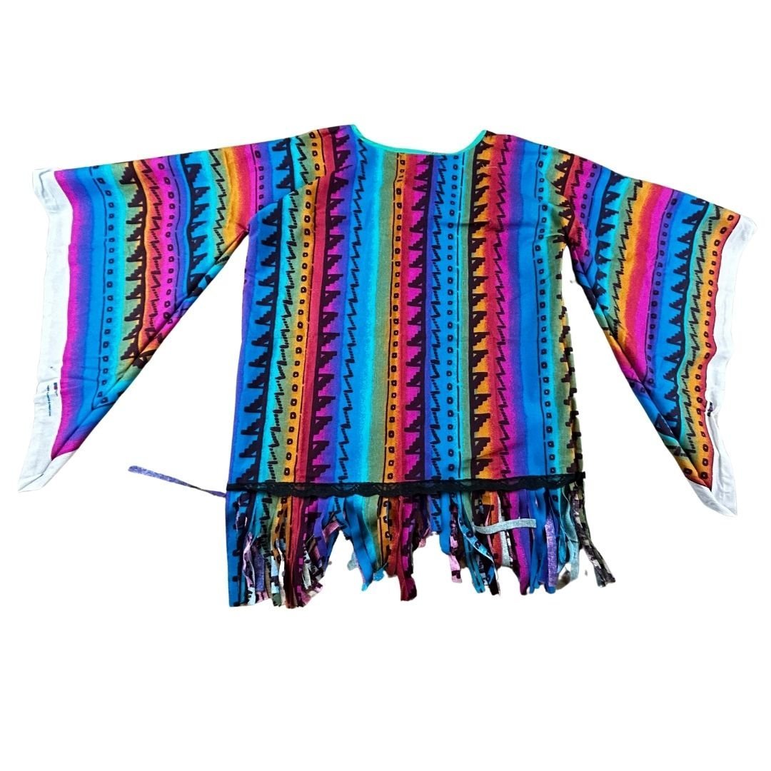 Neon Western Bell Sleeve Mini Dress – Handmade & Upcycled - The Modern Alien