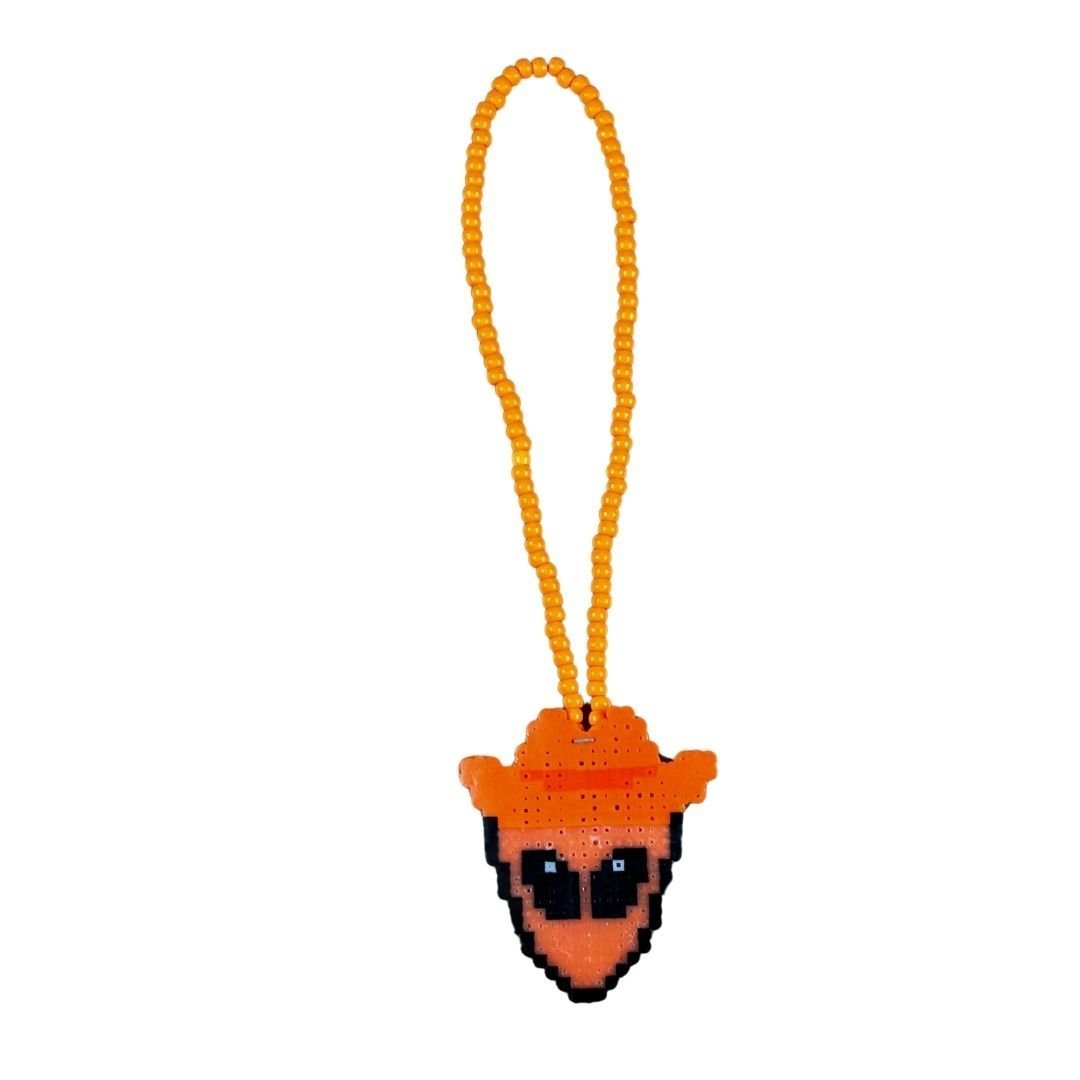 Orange Cowboy Alien Necklace – Handmade & Yeehaw-Core