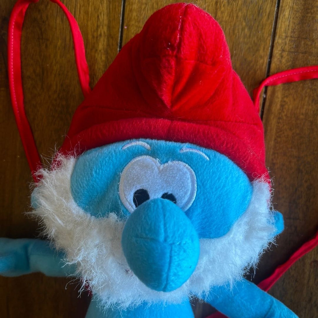 Papa Smurf Backpack | Upcycled Vintage Plush Bag - The Modern Alien