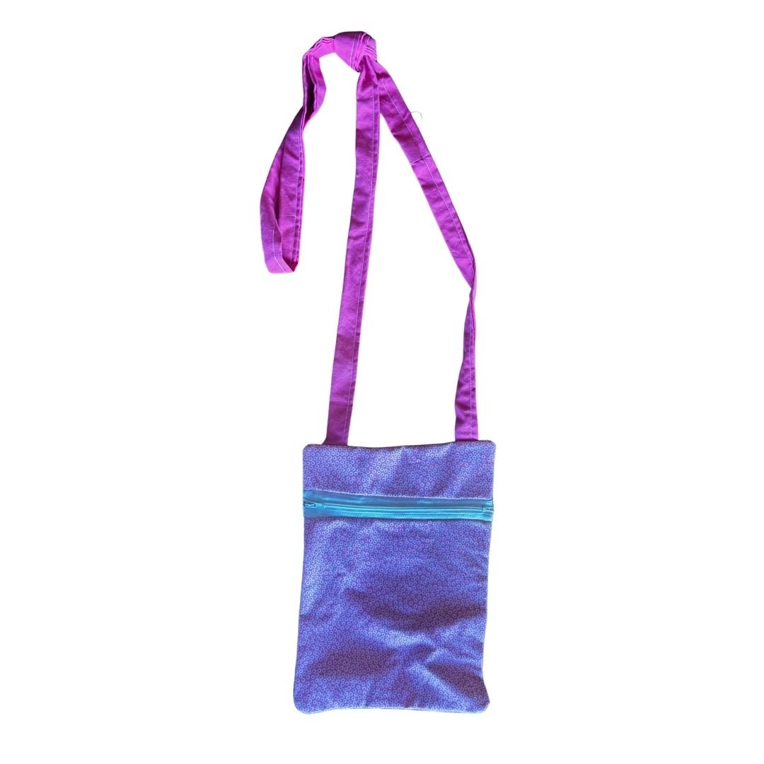 Purple + Blue Handmade Crossbody Bag | Upcycled Fabric Purse | One-of-a-Kind