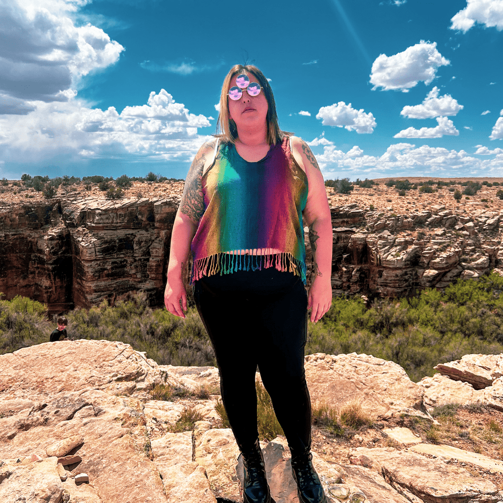Rainbow Pashmina Crop Top – Fringe Festival Tank - The Modern Alien