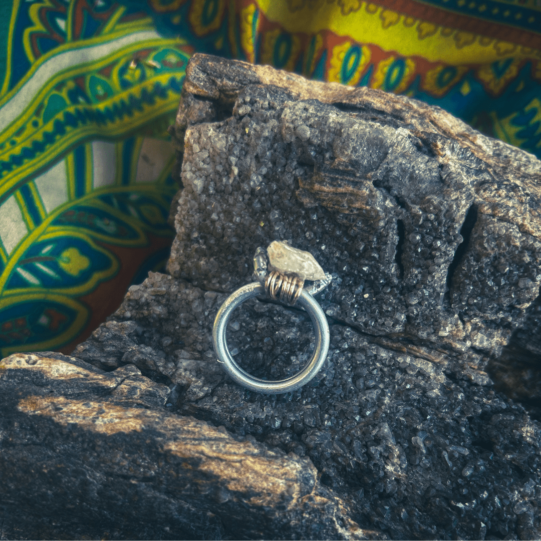 Raw Crystal Tent Stake Ring – Handmade & Upcycled - The Modern Alien