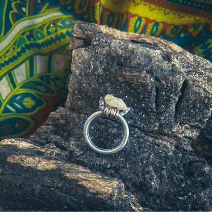 Raw Crystal Tent Stake Ring – Handmade & Upcycled - The Modern Alien