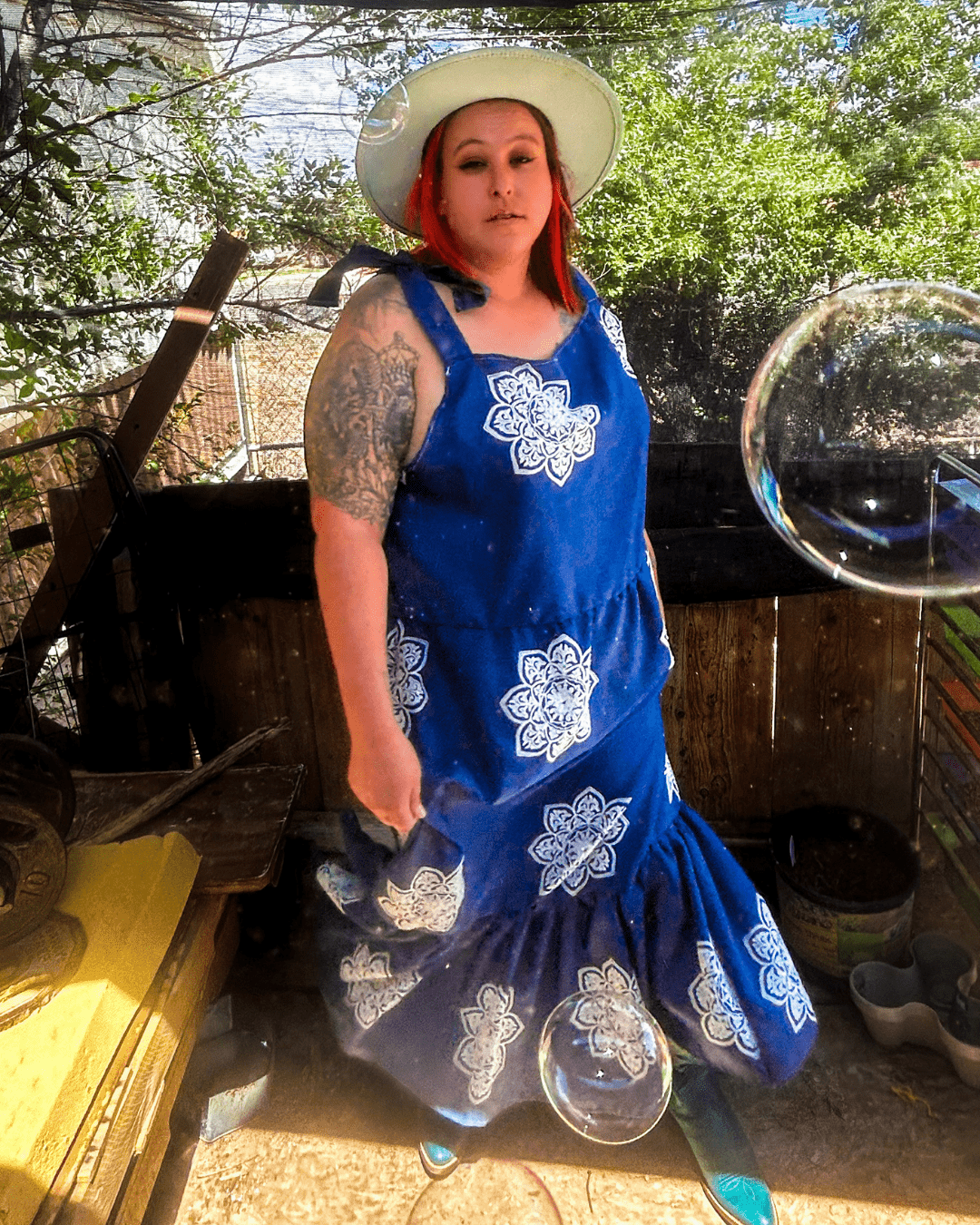 Reworked Curtain Dress – Funky Cottagecore Maxi | One - of - a - Kind | Handmade in Arizona ♻️ Sustainably Reworked – Only One Available - The Modern Alien