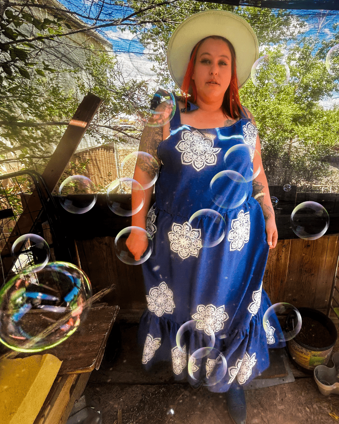 Reworked Curtain Dress – Funky Cottagecore Maxi | One - of - a - Kind | Handmade in Arizona ♻️ Sustainably Reworked – Only One Available - The Modern Alien