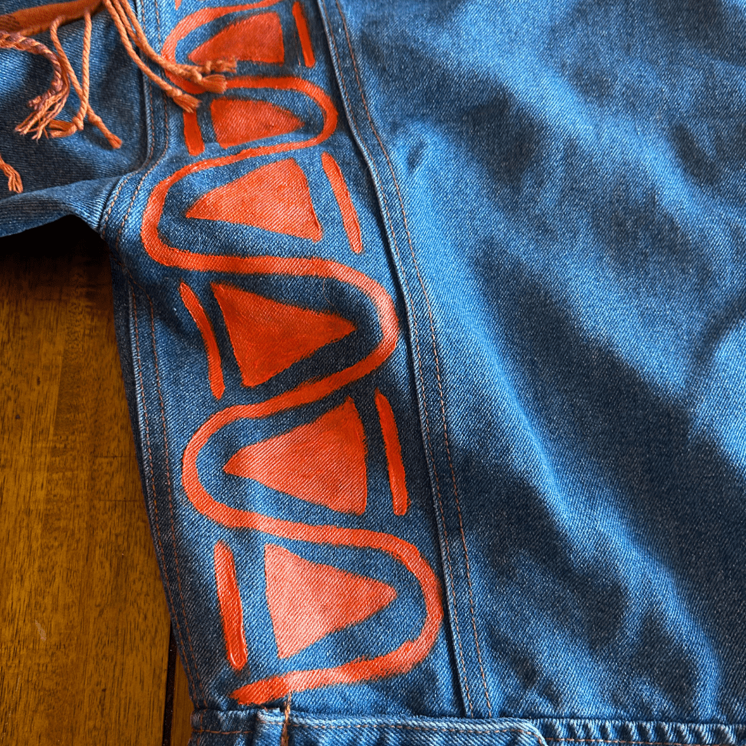 💫 Reworked Denim Fringe Jacket – Funky Western Cowgirl | One - of - a - Kind | Handmade in Arizona ♻️ Sustainably Reworked – Only One Available - The Modern Alien