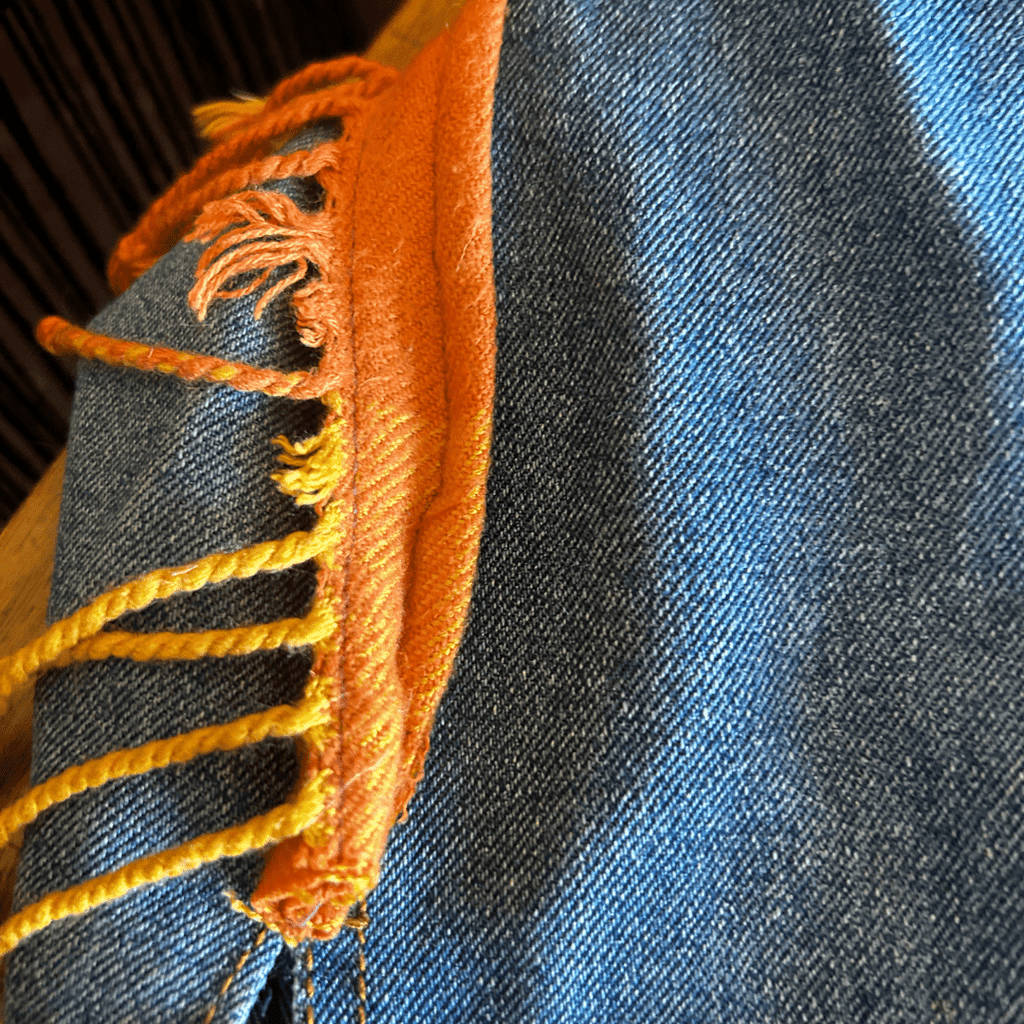 💫 Reworked Denim Fringe Jacket – Funky Western Cowgirl | One - of - a - Kind | Handmade in Arizona ♻️ Sustainably Reworked – Only One Available - The Modern Alien