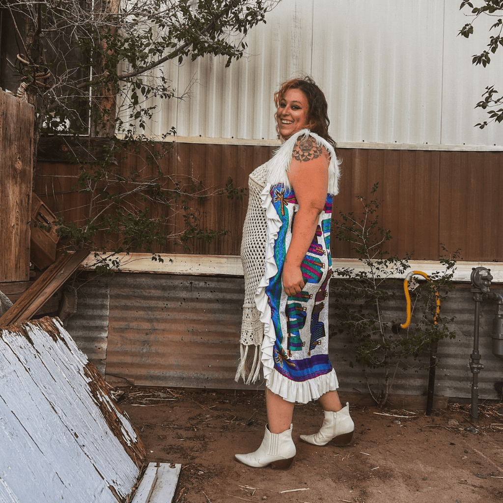 Reworked Fringe Duster – Funky Western Glam | One - of - a - Kind | Handmade in Arizona ♻️ Sustainably Reworked – Only One Available - The Modern Alien