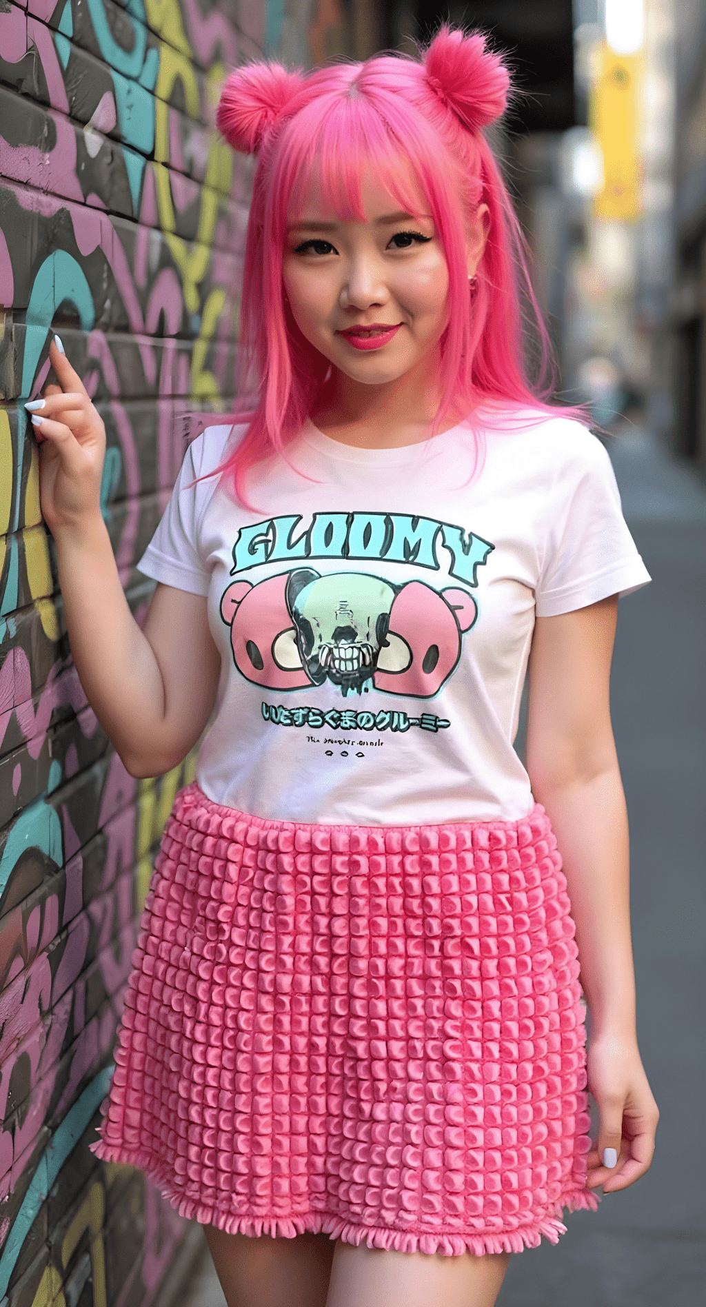 🛒 Reworked Gloomy Bear Dress – Upcycled Tee + Textured Pants Skirt | One - of - a - Kind | Handmade in Arizona - The Modern Alien