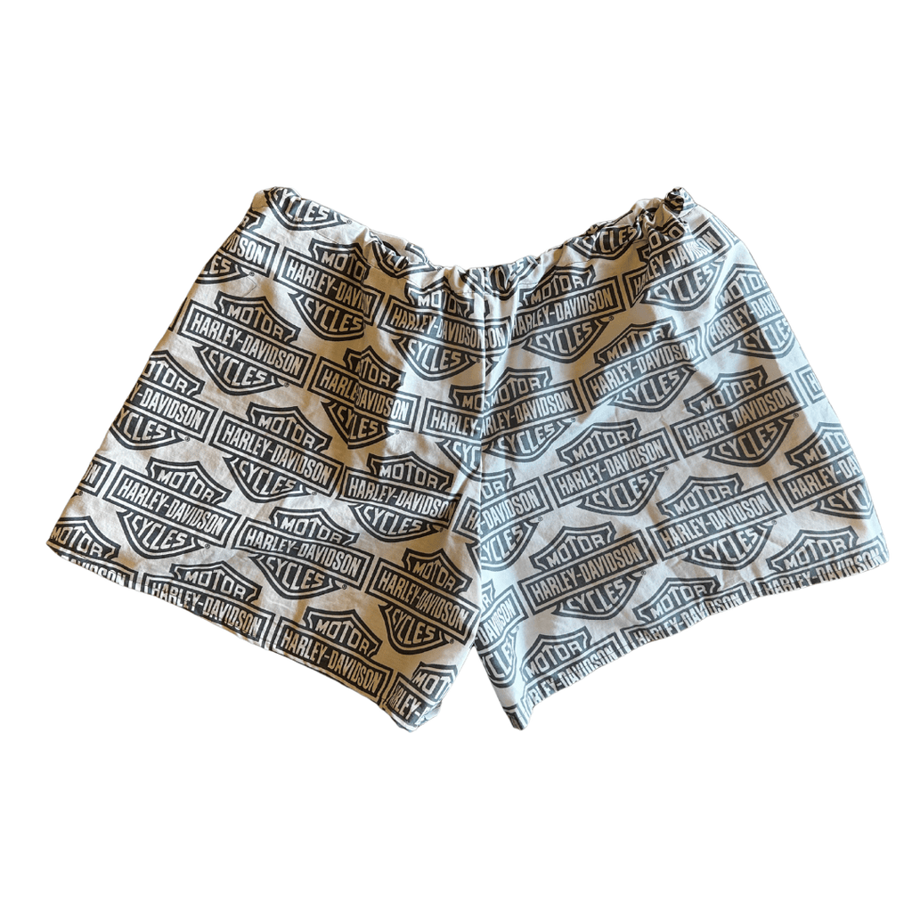 Reworked Harley - Davidson Lounge Set – Upcycled Bed Sheet to Crop Top + Shorts | One - of - a - Kind | Handmade in Arizona ♻️ Motorcycle Babe Energy – Only 1 Available - The Modern Alien