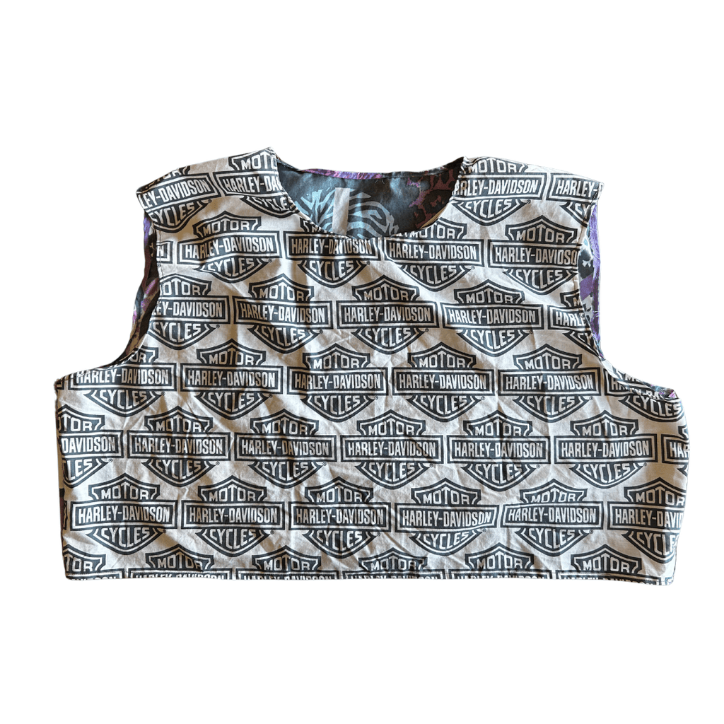 Reworked Harley - Davidson Lounge Set – Upcycled Bed Sheet to Crop Top + Shorts | One - of - a - Kind | Handmade in Arizona ♻️ Motorcycle Babe Energy – Only 1 Available - The Modern Alien