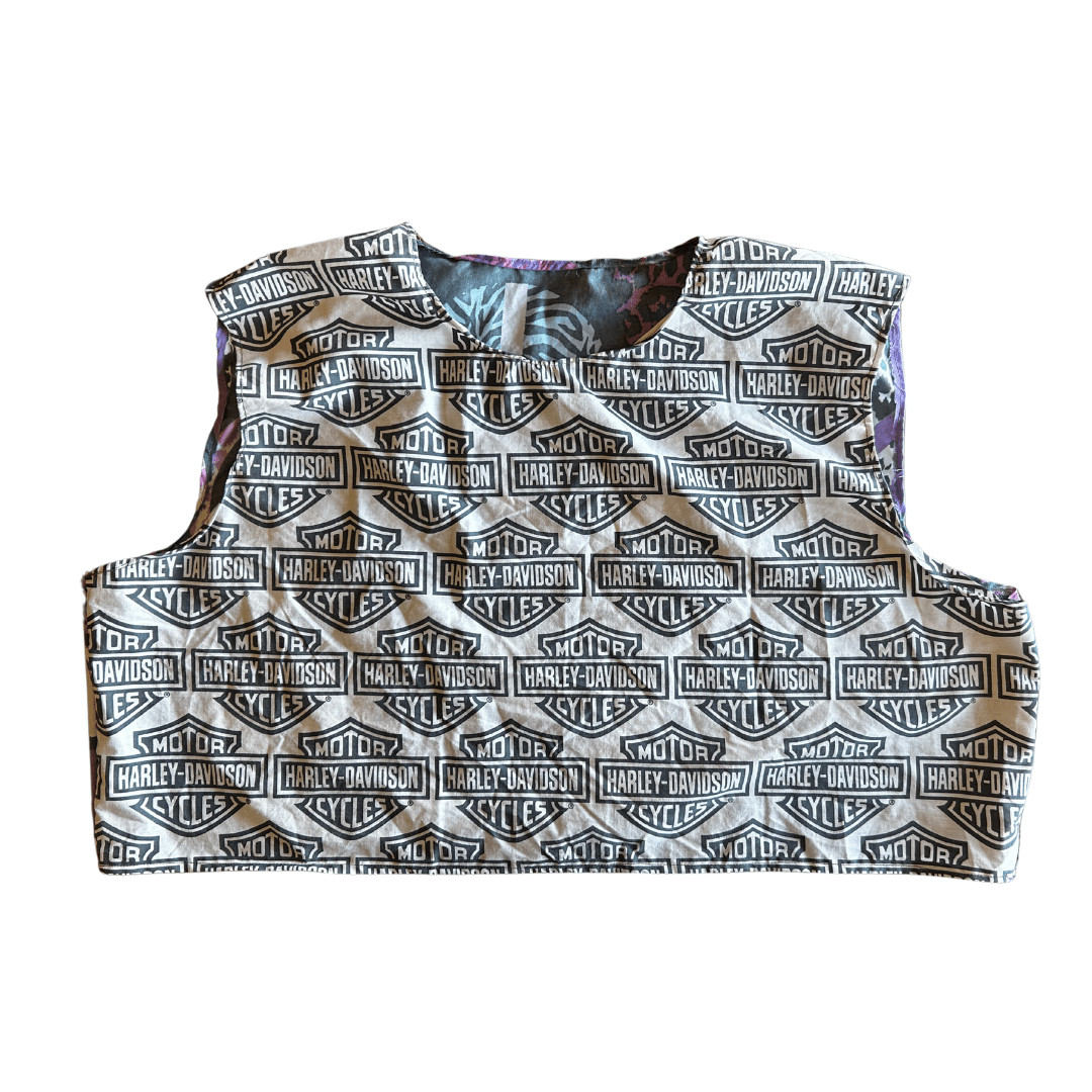 Reworked Harley - Davidson Lounge Set – Upcycled Bed Sheet to Crop Top + Shorts | One - of - a - Kind | Handmade in Arizona ♻️ Motorcycle Babe Energy – Only 1 Available - The Modern Alien