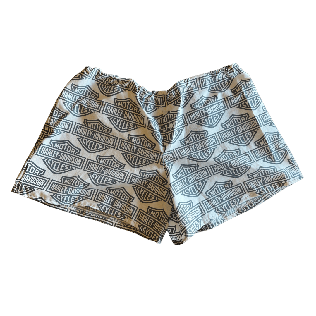 Reworked Harley - Davidson Lounge Set – Upcycled Bed Sheet to Crop Top + Shorts | One - of - a - Kind | Handmade in Arizona ♻️ Motorcycle Babe Energy – Only 1 Available - The Modern Alien