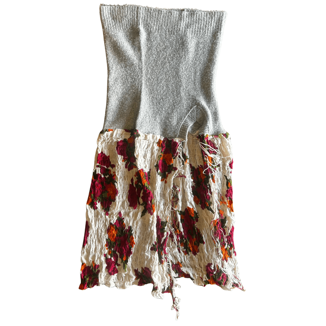 🛒 Reworked Knit + Scarf Skirt – Upcycled Sweater Bottom & Textured Fringe Fabric | One-of-a-Kind | Handmade in Arizona