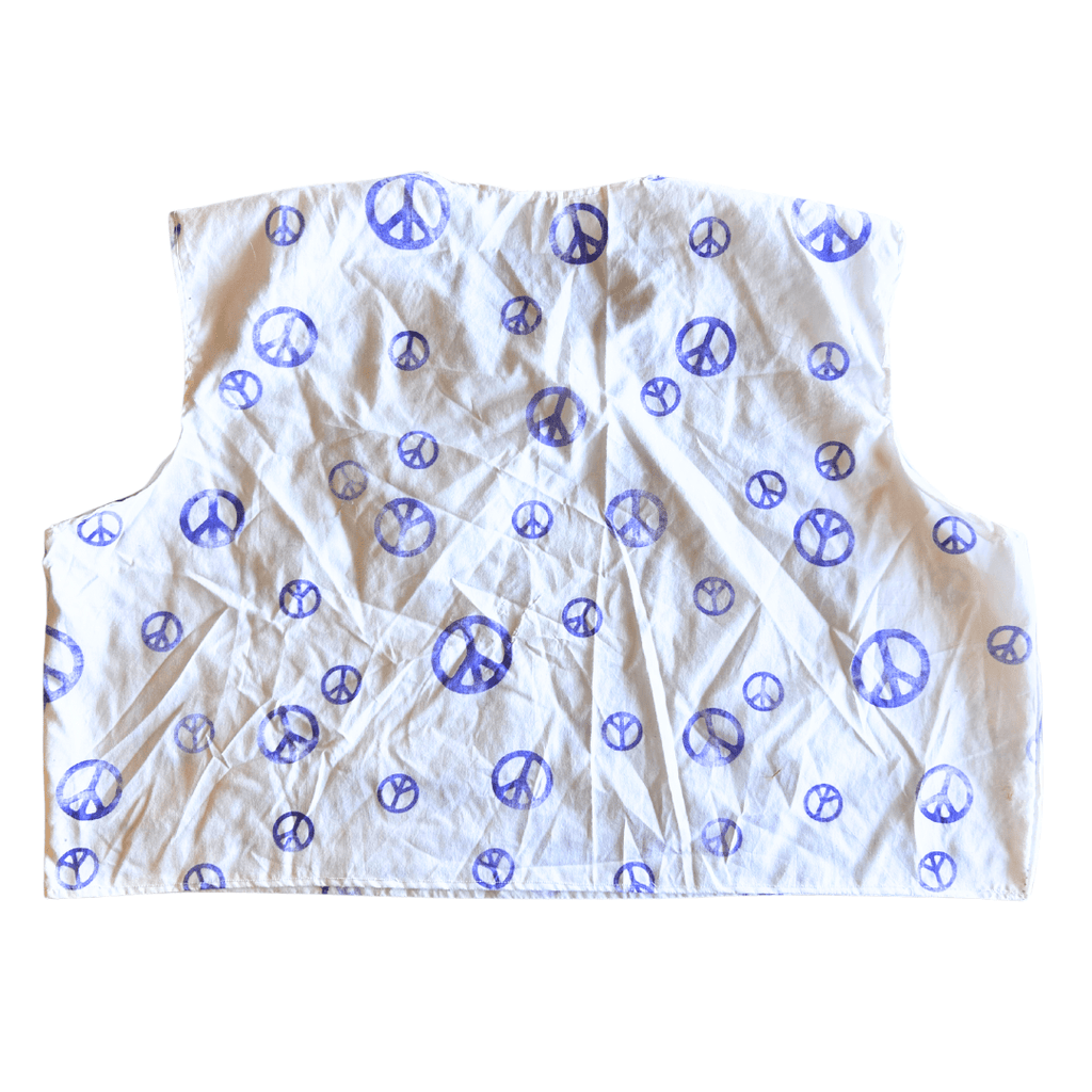Reworked Peace Sign Lounge Set – Upcycled Bedsheet Crop Top + Shorts | One - of - a - Kind | Handmade in Arizona ☮️ Lazy Day Vibes, Earth - Loving Style – Only 1 Available - The Modern Alien