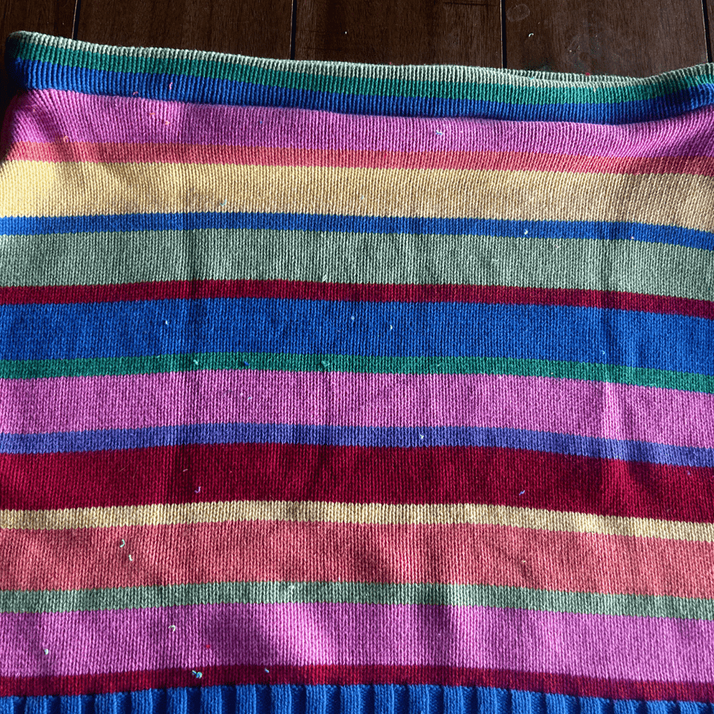 Reworked Striped Sweater Set – Upcycled Knit Bikini Top + Mini Skirt | One - of - a - Kind | Handmade in Arizona - The Modern Alien