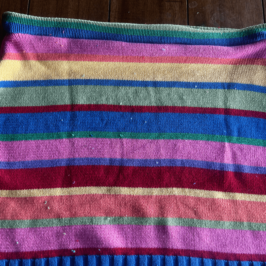 Reworked Striped Sweater Set – Upcycled Knit Bikini Top + Mini Skirt | One - of - a - Kind | Handmade in Arizona - The Modern Alien