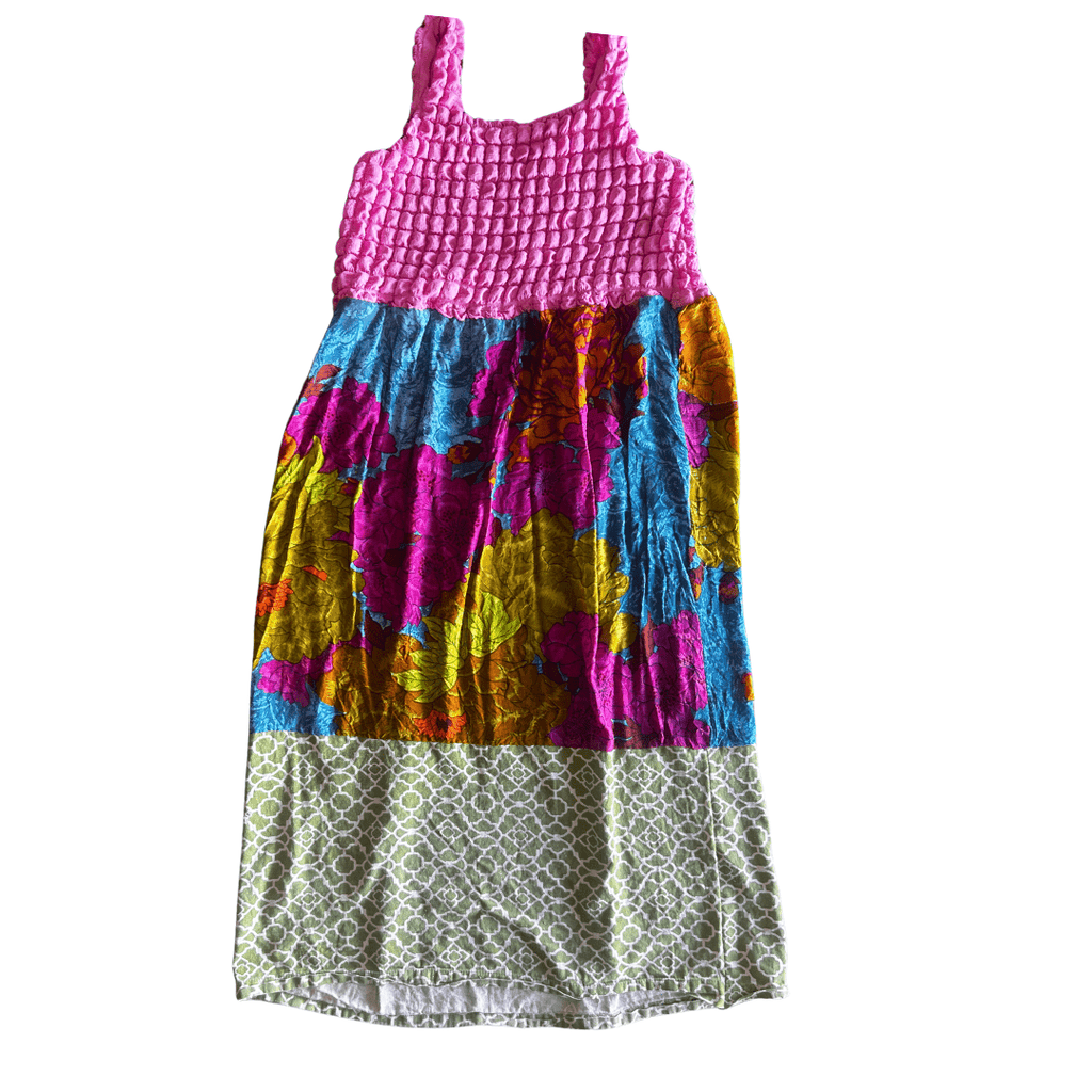 🛒 Reworked Summer Patchwork Dress – Upcycled Textures + Bold Florals | One - of - a - Kind | Handmade in Arizona - The Modern Alien