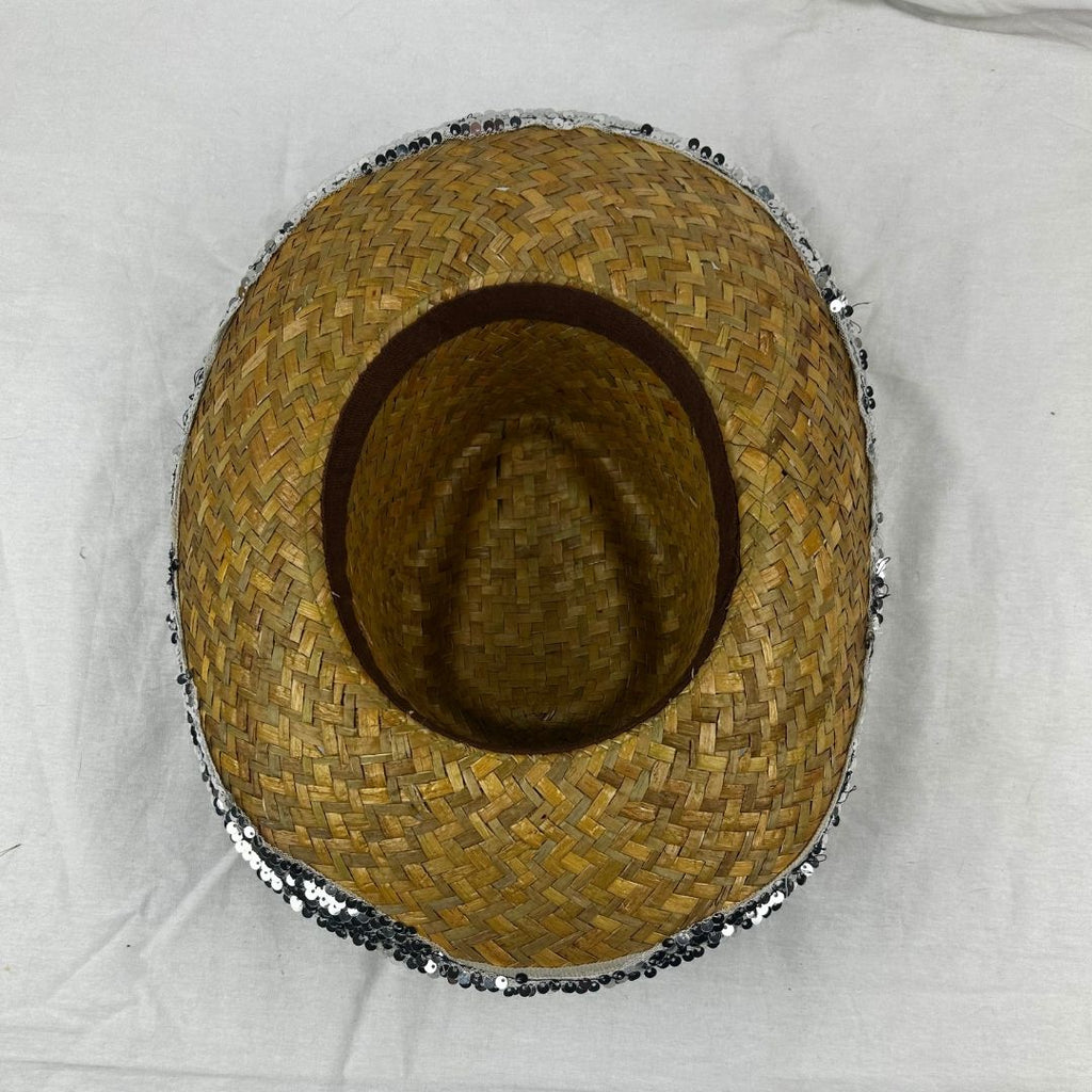 Sequin - Trimmed Straw Hat – Handmade & Upcycled - The Modern Alien