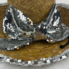 Sequin - Trimmed Straw Hat – Handmade & Upcycled - The Modern Alien