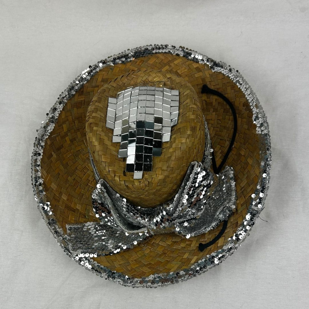 Sequin - Trimmed Straw Hat – Handmade & Upcycled - The Modern Alien