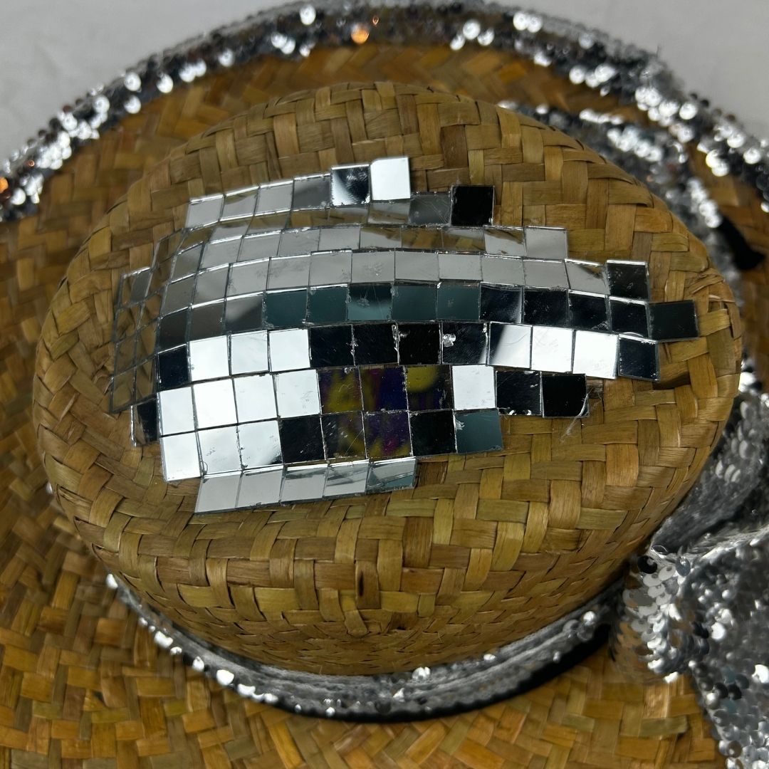 Sequin - Trimmed Straw Hat – Handmade & Upcycled - The Modern Alien