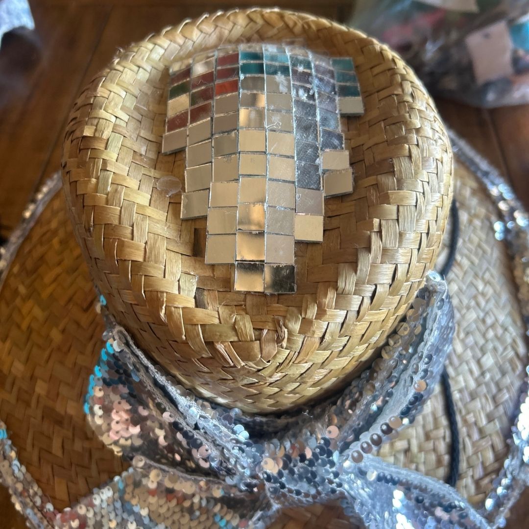 Sequin - Trimmed Straw Hat – Handmade & Upcycled - The Modern Alien