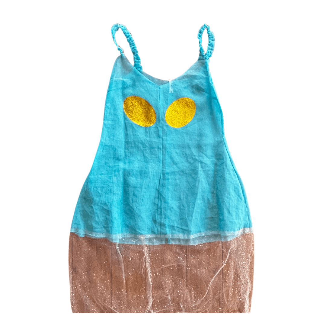 Sheer Alien-Eyed Dress – Handmade from Upcycled Curtains